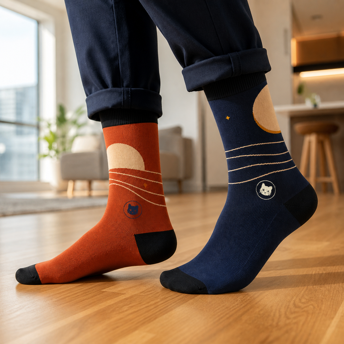 The Horizon Pair — Mismatched Art Crew Socks