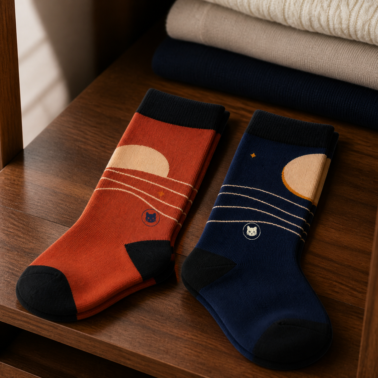 The Horizon Pair — Mismatched Art Crew Socks